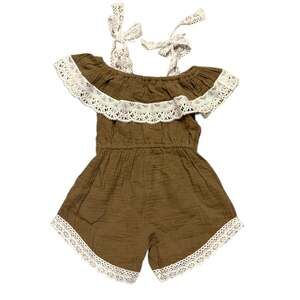 Girls Cotton Lace Trim Romper Size 90 or 18-24 Months NWOT